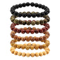 Men Women Wooden Bead Bracelet Natural Wood Yoga Bracelet Bangle - color: E:6pcs 8mm