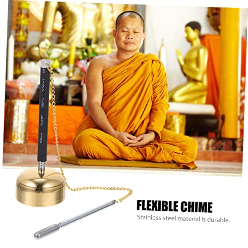 LIOOBO 1pc Meditation Chime Handbell Instrument for Temple Use Sound Chime for Buddhist Practice Wooden Design for Meditation Rooms and Yoga Sessions