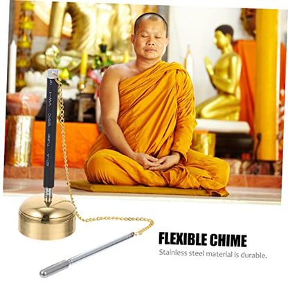 LIOOBO 1pc Meditation Chime Handbell Instrument for Temple Use Sound Chime for Buddhist Practice Wooden Design for Meditation Rooms and Yoga Sessions