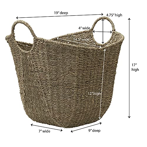 Household Essentials Brown Wicker Storage Basket with Handles Large | Natural Seagrass - color: Natural Seagrass