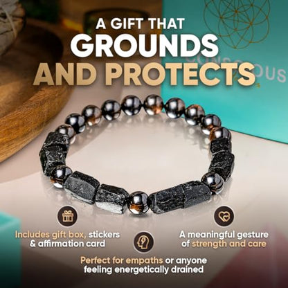 Conscious Items Protection Bracelets for Women & Men, Healing Crystal Bracelet with Natural Stones for Energy Shielding, Grounding, Stress, & Negative Energy Protection - style: The Spiritual Protection Bracelet