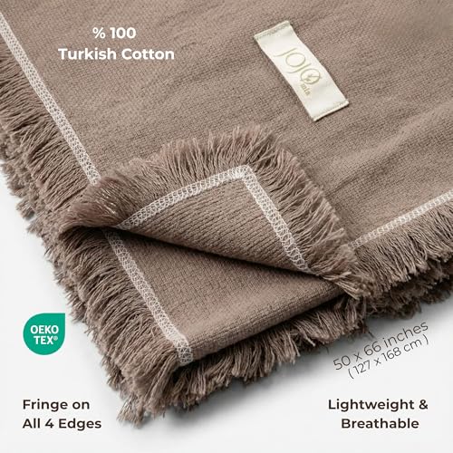 Odin Waffle Throw Blanket with Tassels, 50x66 Inch, 100% Turkish Cotton, Oeko-TEX Certified, Breathable Lightweight Throw for Couch, Sofa & Bed, Made in Turkey, Sand - color: Sand