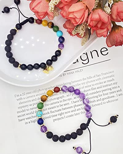 Anxiety Spiritual Stress Relief Fidget Chakra Healing Crystals Beaded Bracelets Mindfulness Meditation Essential Oils Accessories Gifts for Women Men - color: Lotus Chakra