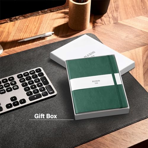 Plexon Lined Journal Notebook, Notebook Journal 160 Pages, Lined Notebook Medium 5.7 inches x 8 inches, 120 GSM Thick Paper, Emerald Green, Hardcover - color: Green, style: Lined
