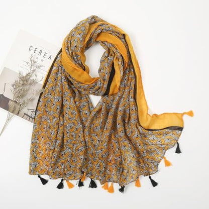 YOUR SMILE Large Boho Scarf for Women Lightweight Floral Printed Scarves Fall Winter Fashion Fringed Shawl wraps - color: 31