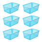 YBM HOME Plastic Perforated Storage Basket Bin Office Drawer, Shelf Desktop Countertop Tray Organizer 32-1184 (6, Blue) - color: Blue