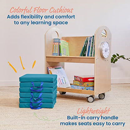 ECR4Kids SoftZone Floor Cushions, Square, Flexible Seating, Turquoise, 6-Piece - color: Turquoise