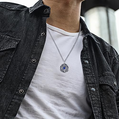 Evil Eye Necklace for Women 925 Sterling Silver, Protection Necklace with Blue Evil Eye Charm, Evil Eye/Lotus Pendant Jewelry, Birthday Christmas Gifts for Her - style: Blue Evil Eyes 11