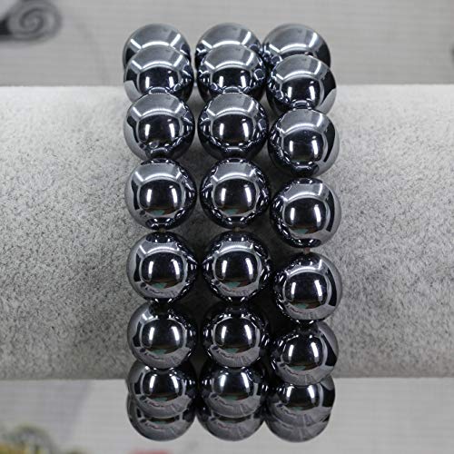 Keleny Semi Precious Stones Natural Gemstones 12mm Round Beads Crystal Stretch Bracelets 7 Inch Unisex - color: White Terahertz Jasper