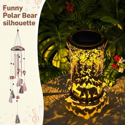 Retisee Bear Design Solar Wind Chimes Outdoor Metal Bear Gifts Solar Light Windchimes Outside Indoors Christmas Decoration Birthday Gift for Home Lawn Porch Patio Garden Yard - style: Bear