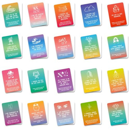 Mindfulness Cards, 50-Piece Cards, Paper Motivational Card with Gradient Design for Self-Reflection, Personal Growth, Team Motivation, Teens, Adults