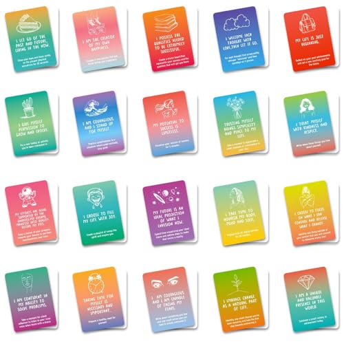 Mindfulness Cards, 50-Piece Cards, Paper Motivational Card with Gradient Design for Self-Reflection, Personal Growth, Team Motivation, Teens, Adults