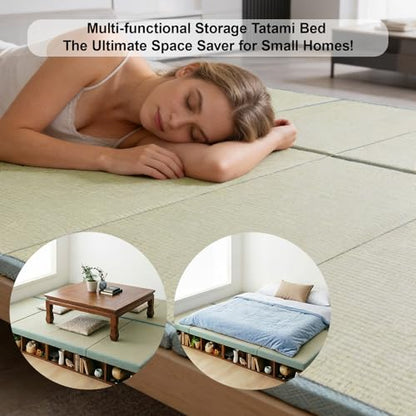Japanese Tatami Mat, Tatami, Rug, Foldable Mattress, Roll up Rug, Japanese Floor Mattress, Floor Sleeping Japanese Futon Mattress, Meditation Yoga, Zen - size: Green 90×200×3.5cm