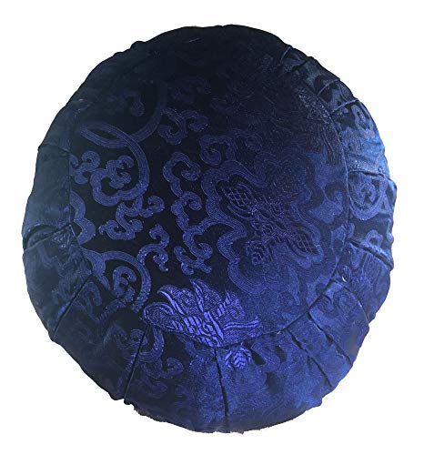 Taraluna - Fair Trade, Organic & Green Gifts Zen Zafu Sitting or Meditation Cushion with Silk Brocade Cover, Blue