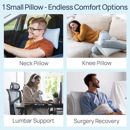 Small Cooling Memory Foam Travel Pillows for Airplanes Sleeping, Compressible Camping Pillow, Mini Adjustable Shredded Foam Bed Pillow for Medium Firm Neck Knee Lumbar Support, Ideal Car, Backpacking - size: S - 16 x 12 Inch