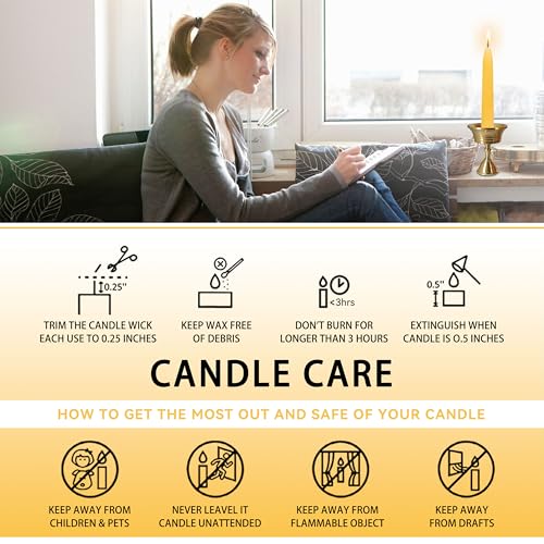 20 Min Beeswax Meditation Candles – 50 Pack, Includes Mini Candle Holder & 12 Wax Dots, Slow Burn, Natural Unscented, Yoga Prayer Mindfulness & Relaxation - color: Beeswax, size: 50 Pack