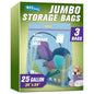 25 Gallon Large Storage Bags, 35” x 24” Jumbo Zipper Bags with Handle, Extra Large XL Zip Top Bags for Clothes Travel Moving, Blue, Pack of 3 - size: 25gallon-3p