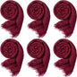 Geyoga 6 Pcs Women Scarf Shawl Hijab Scarves Cotton Crinkle Hijab for Women Blend Shawl Crinkle Wrap Head for Seasons - color: Dark Red