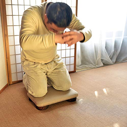 Solid Wood Meditation Bench, Japanese Kneeling Stool,Dharma Meditation Bench, Soft Solid Wood Bag Foot Stool