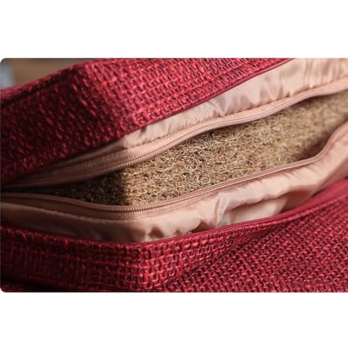 Portable Foldable Meditation Cushion Mat Set with Washable Cotton Linen Cover, Larger Yoga Mat Bolster Floor Pillows Seating for Adults Meditation Accessories red-70CM