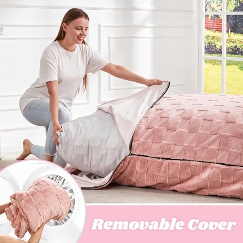 Hobestluk 3 in 1 Bean Bag Chair Giant Bean Bag Chairs for Adults with Plaid Cover Convertible Bean Bag Floor Cushion with Machine Washable Cover for Living Room (Plaid Pink) - color: Dusty Pink