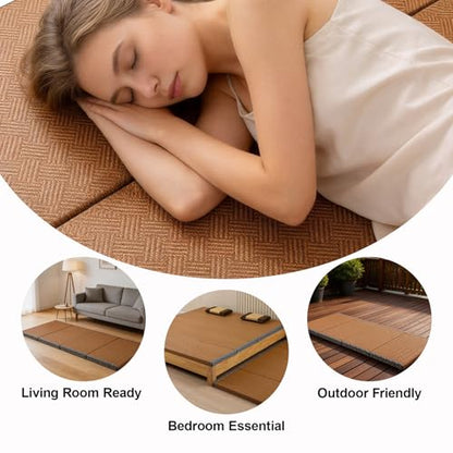 Japanese Tatami Mat, Tatami, Rug, Foldable Mattress, Roll up Rug, Japanese Floor Mattress, Floor Sleeping Japanese Futon Mattress, Meditation Yoga, Zen - size: Brown-90×200×3.5cm