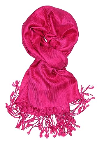 Achillea Lightweight Pashmina Scarf for Women – Soft Silky Shawl Wrap for Evening Dresses, Bridesmaids & Everyday Wear - color: Fuchsia