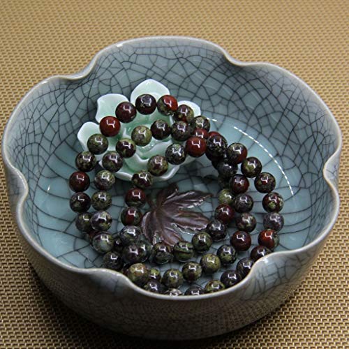 Angelstones Handmade Natural Healing Gemstone 8mm Round Beads Stretch Crystal Bracelet 7 Inch Unisex - color: Dragon Blood Jasper