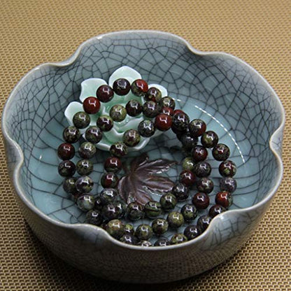 Angelstones Handmade Natural Healing Gemstone 8mm Round Beads Stretch Crystal Bracelet 7 Inch Unisex - color: Dragon Blood Jasper
