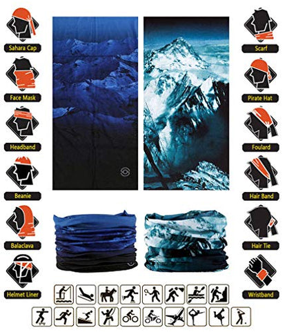 Headband Neck Gaiter Head Wrap Headwear Face Mask Magic Scarf Bandana for Men and Women - color: 6pc.blue Series.2