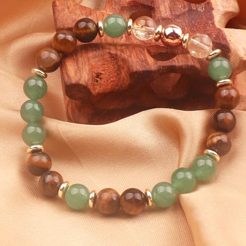 KSQS Healing Stone Bead Bracelet for Women, Natural Gemstones Balance Protection Bracelet, Spiritual Crystal Beads Bracelet Anxiety Relief with Meaning Card - style: Good Fortune