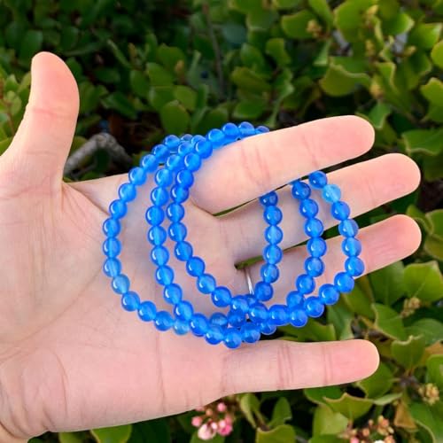Adabele 1pc Natural Stretch Gemstone Bracelet 6mm (0.24 Inch) Bead 7" 7.5" 8 inch Healing Crystal Quartz Energy Chakra Jewelry Women Birthday Gift - color: Blue Agate, size: 7.5 inch