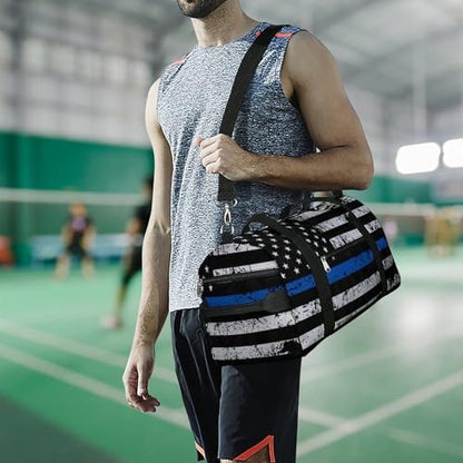 Thin Blue Line Flag Police Large Capacity Portable Fitness Bag, Easy to Carry - color: Thin Blue Line Flag Police
