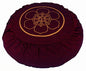 Meditation Cushion Zafu Pillow Silkscreen Symbols - color: Dharma Wheel Burgundy