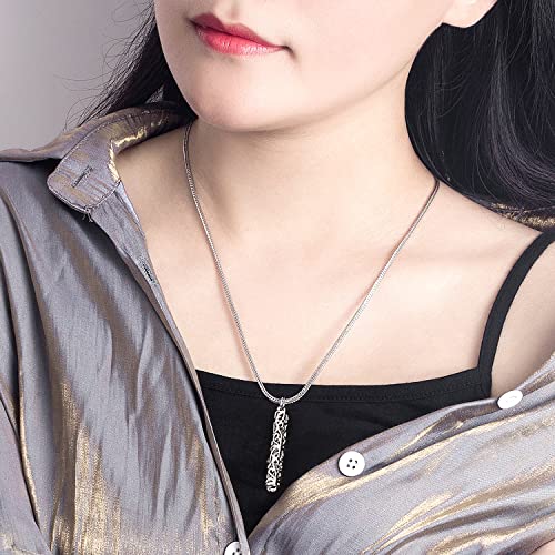 Dankadi Women's 925 Silver Necklace-Bohemian Sterling Silver Patterned Cylindrical Pendant Necklace-100% Original Silver Snake Chain 45-60CM Fine Jewelry - style: Chopin chain 22 inch