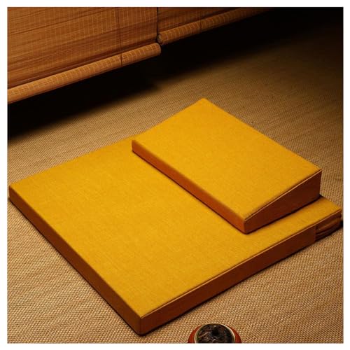 Square Meditation Cushion Mat Set with Washable Cotton Linen Cover, Larger Thick Yoga Mat Bolster Floor Pillows Seating for Adults Meditation Accessories Y-60CM - color: Y, size: 60CM
