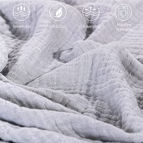 SE SOFTEXLY Muslin Throw Blanket,100% Cotton Blankets for Adults and Baby, Grey 4-Layer Soft Breathable Bed Throw Blankets All Season,King Size Blanket(90"x102",Grey) - color: 7-grey, size: King-90" X 102"
