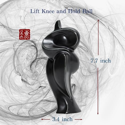 Tai Chi Motion Ceramic Sculpture - Handmade Jingdezhen Porcelain Statue, 7-Inch Abstract Yin Yang Zen Figurine for Home Office Desk Shelf Décor