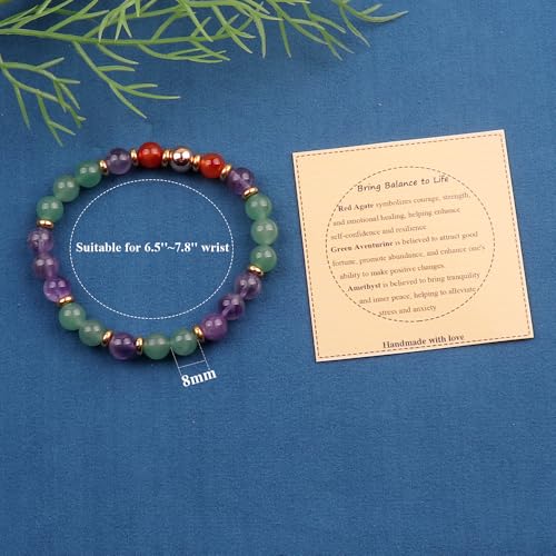 KSQS Healing Stone Bead Bracelet for Women, Natural Gemstones Balance Protection Bracelet, Spiritual Crystal Beads Bracelet Anxiety Relief with Meaning Card - style: Bring Balance to Life