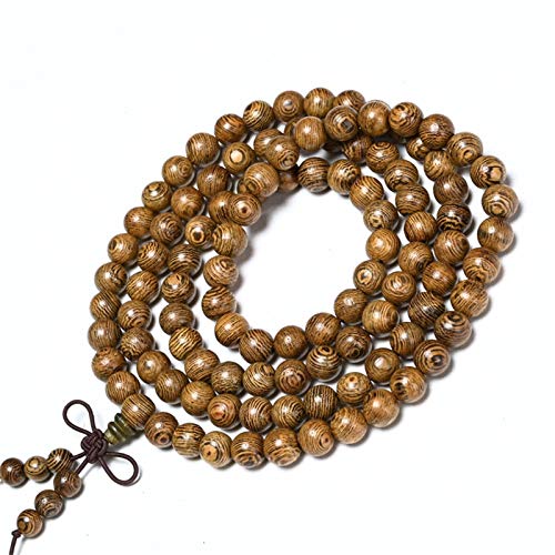 Caiyao Unisex 108 Natural Wood 6mm Beads Bracelet Mala Prayer Beads Necklace Buddhist Rosary Meditation Yoga Stretch Bracelet Elastic Natural Ebony Sandalwood Tibetan Beads Bracelet Jewelry - color: Wenge Wood