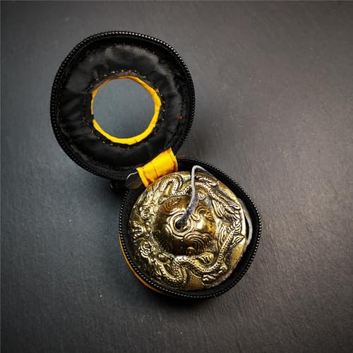 Tibetan Tingsha Bell Set - Tibetan Cymbals - for Sound Healing, Yoga, Meditation, and Mindfulness,Handmade in Nepal,Made of Brass,Dragon Pattern,6.5cm/2.6 inch - color: 1-Brass-Dragon-6.5cm