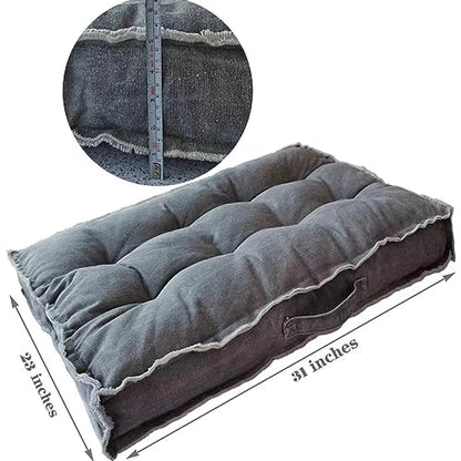 Large Floor Pillow Meditation Cushion,Tufted Seat Cushions Kids Reading Nook Cushion Floor Pillows Seating for Adults,Thick Floor Cushion Sitting Pillow for Living Room Balcony Outdoor（Gray）