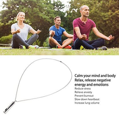 ANGGREK Whistle Necklace, Necklace Anxiety Relief Necklace Meditation Necklace Stainless Steel Whistle Necklace for Men Women - color: Silver