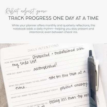Morning Intentions & Gratitude Journal - A5 Lay-Flat Binding, Vegan Leatherette Cover, 120GSM Recycled Paper, Daily Prompts for Mindfulness and Positive Affirmations