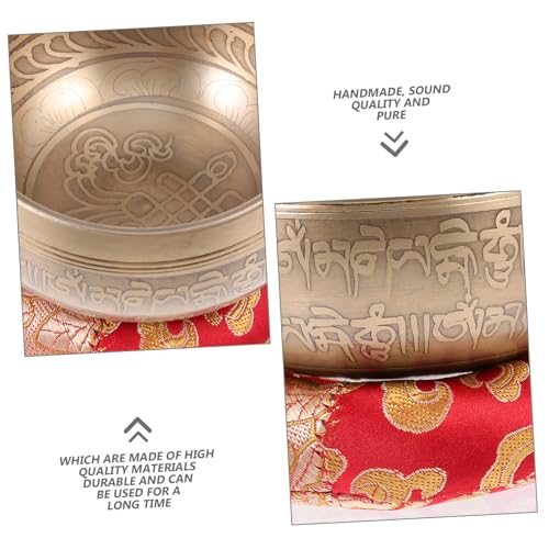 Handmade Singing Bowl Set Meditation Tool with Mallet and Gasket for Yoga Relaxation Music Therapy Portable Lightweight Sound Bowl for Mindfulness and Chakra Healing