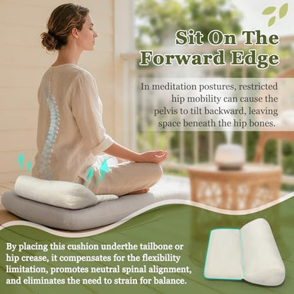 Meditation Cushion for Sitting on Floor Yoga Bolster Meditation Pillow Foldable and Multifunctional Floor Seat Cushions Ergonomics Tailbone Support Mat - Organic Cotton Cover