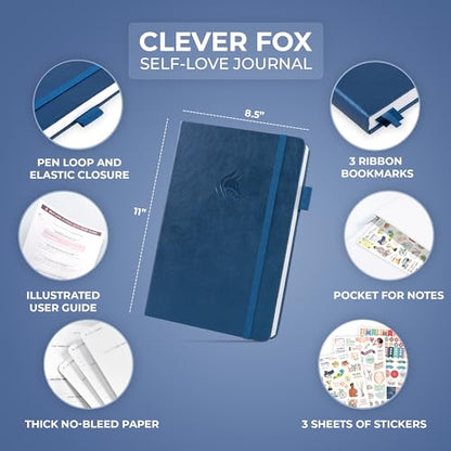 Clever Fox Self-love Journal – Guided Self-Discovery Log for Self-care, Reflection & Self-help, Mental Health, Gratitude & Mindfulness (Mystic Blue) - color: Mystic Blue