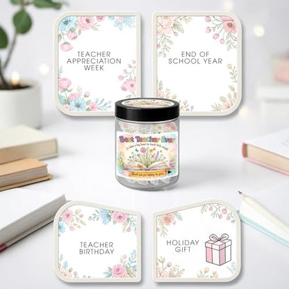 Best Teacher Ever Jar – 60 Little Bouquets Affirmation Cards, Unique Teacher Appreciation Gifts for Women Men, End of Year Teachers Gifts, Teachers Appreciation Week Gift, Thank you Gift Idea - color: Best Teacher Ever