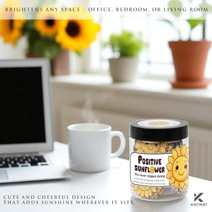 Positive Sunflowers Jar, 60 Positive Affirmations Cards, Sunflower Gifts for Women, Retirement Gift for Woman, Mom, Friends, Coworker, Boss Lady, Christmas Gift, White Elephant Gifts - color: Positive Yellow Sunflower