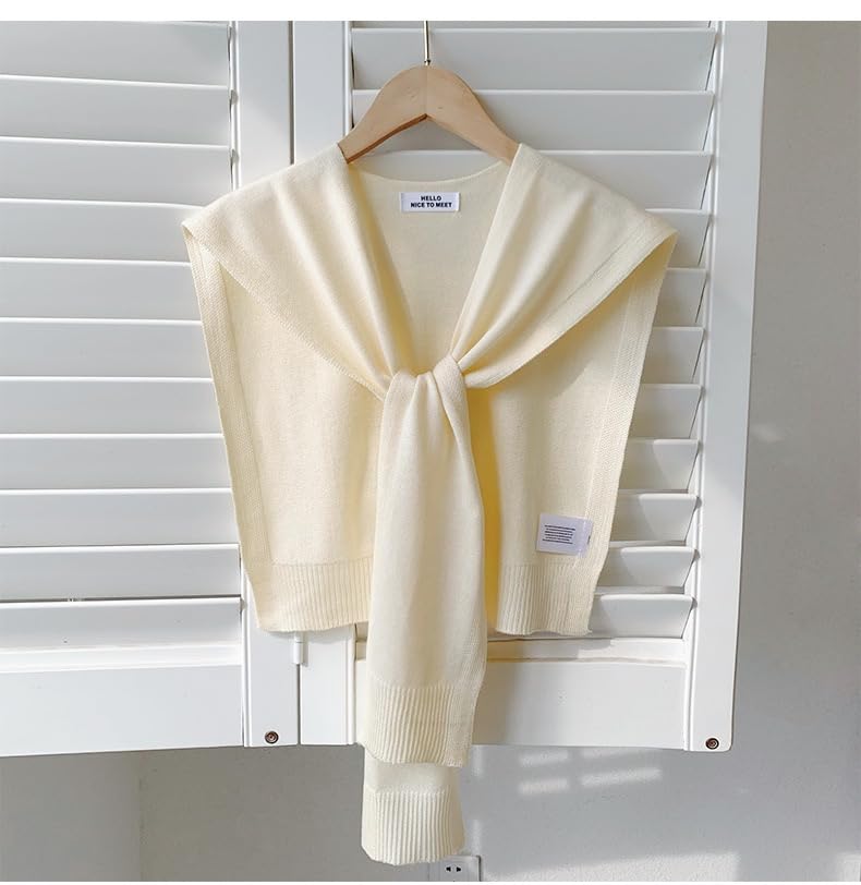 Women's Knitted Sweater Shawl Wrap - Lightweight Scarf/Cape for Downtown Girl, Casual Pashmina Shawls Fashion Accessories - color: Beige